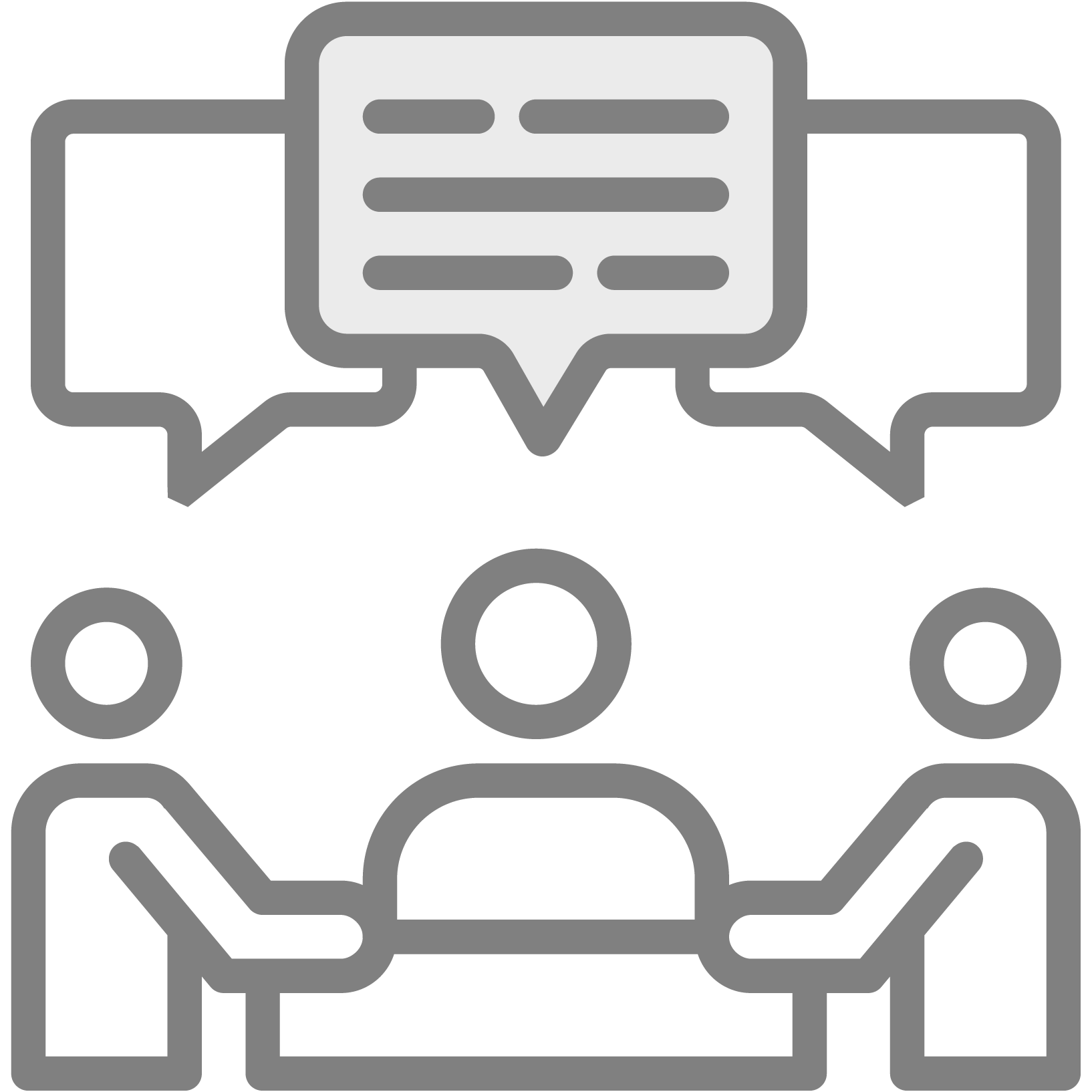 Symbol für Argumentationsrunde – moderierte Diskussion und gemeinsamer Austausch