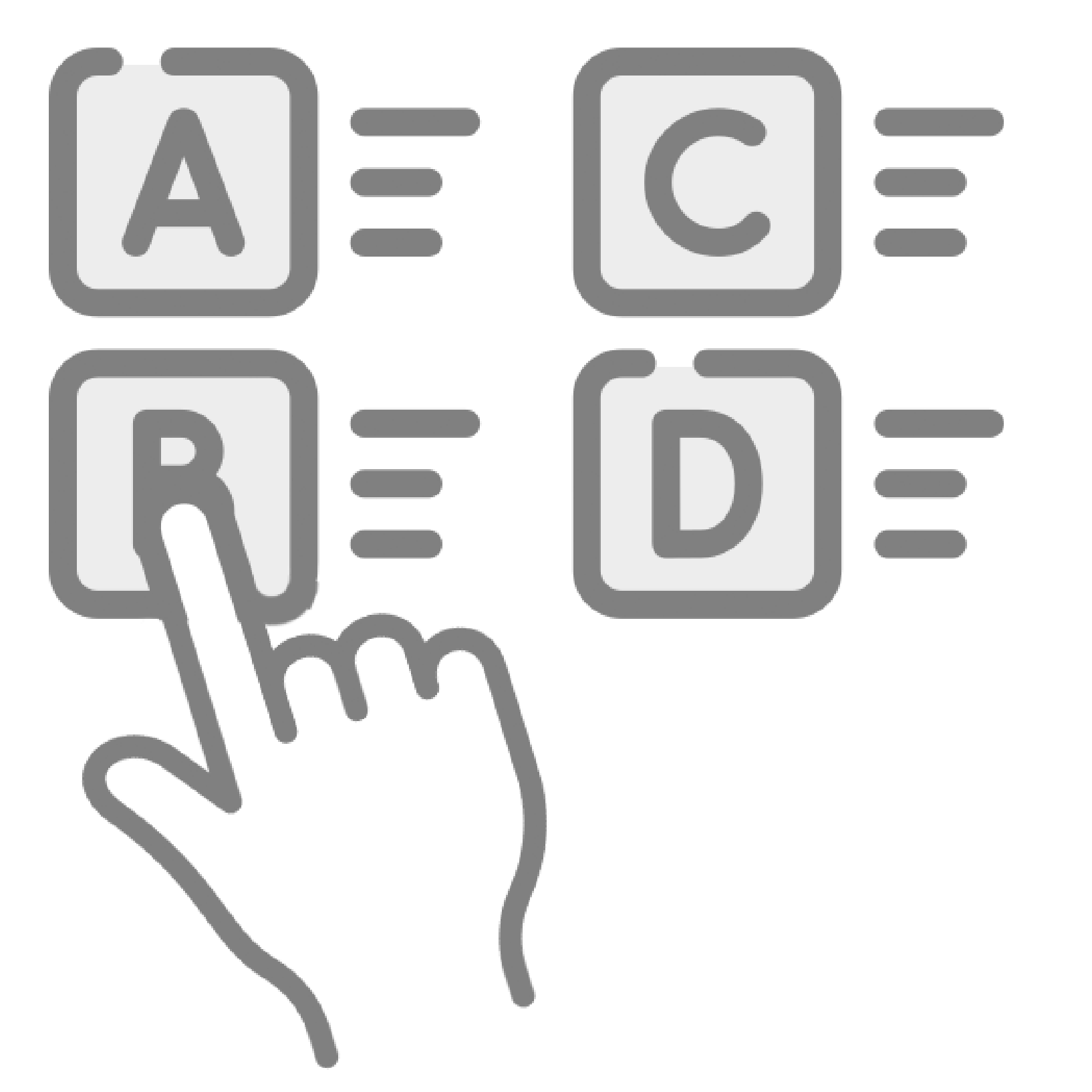 Symbol für interaktives Quiz – Wissenstest mit Multiple-Choice-Auswahl